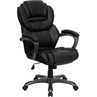 Flash Furniture High Back Black Leather Executive Office Chair with Leather Padded Loop Arms GO-901-BK-GG